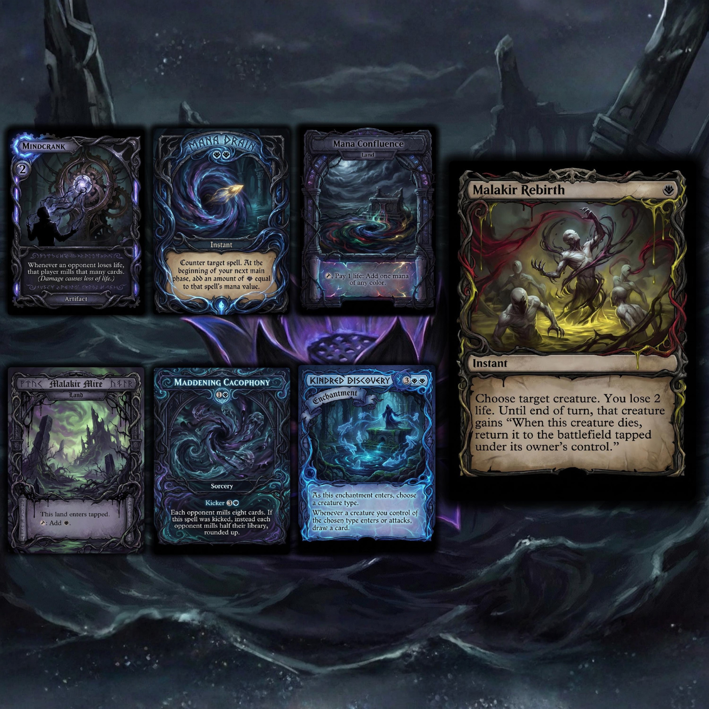 Horror Tribal Theme / Captain N'ghathrod Commander Deck / Premium Paper Proxy Deck / 110 cards + tokens / Horror Mill Theme Bracket 4 EDH Magic Deck