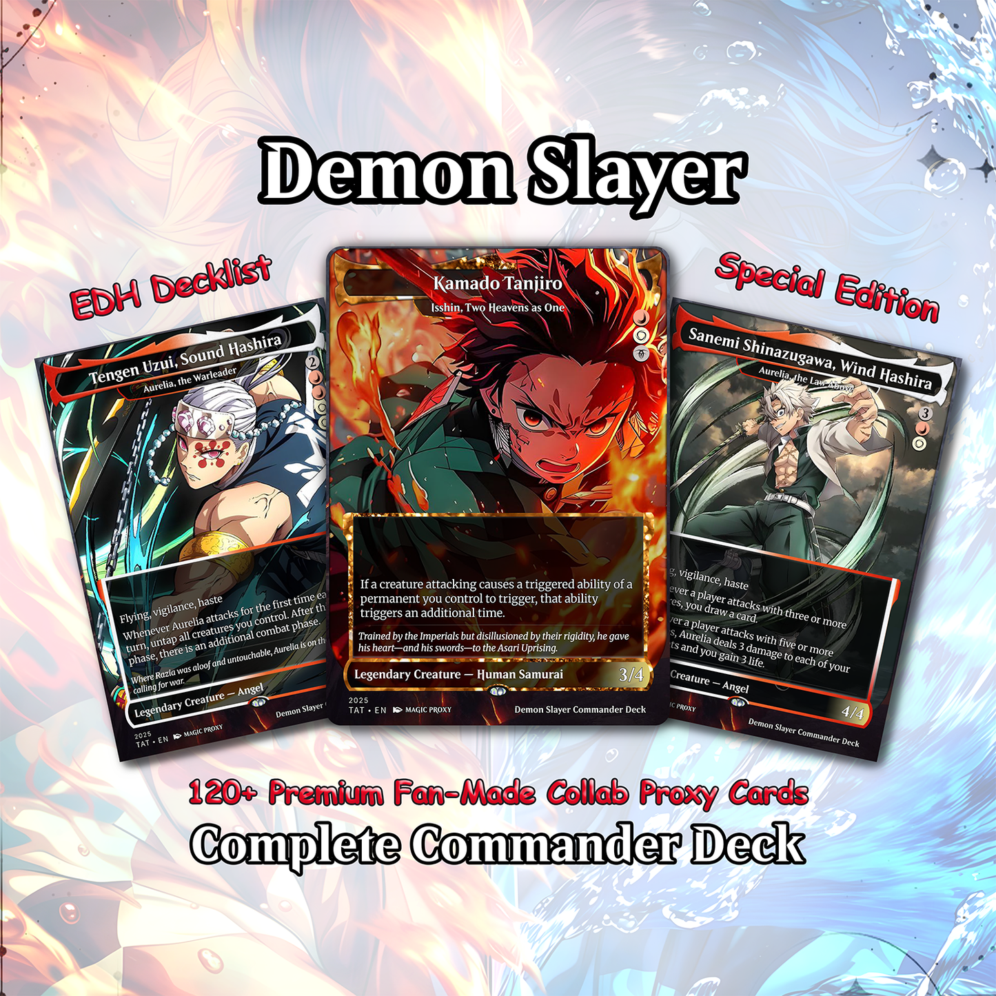Demon Slayer Theme / Kimetsu no Yaiba Commander Deck / Premium Paper Proxy Deck / 100 cards + tokens / Combat Trigger Theme Bracket 4 EDH Magic Deck