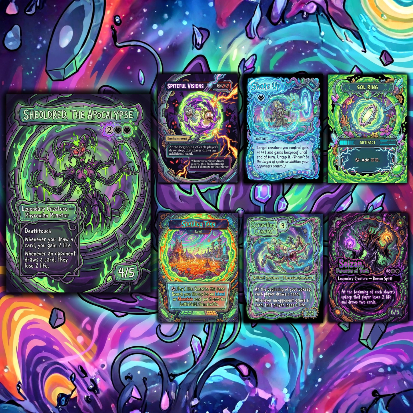 Rick and Morty Theme / Nekusar, the Mindrazer Commander Deck / Premium Paper Proxy Deck / 100 cards + tokens / Wheel Control Theme Bracket 4 EDH Magic Deck