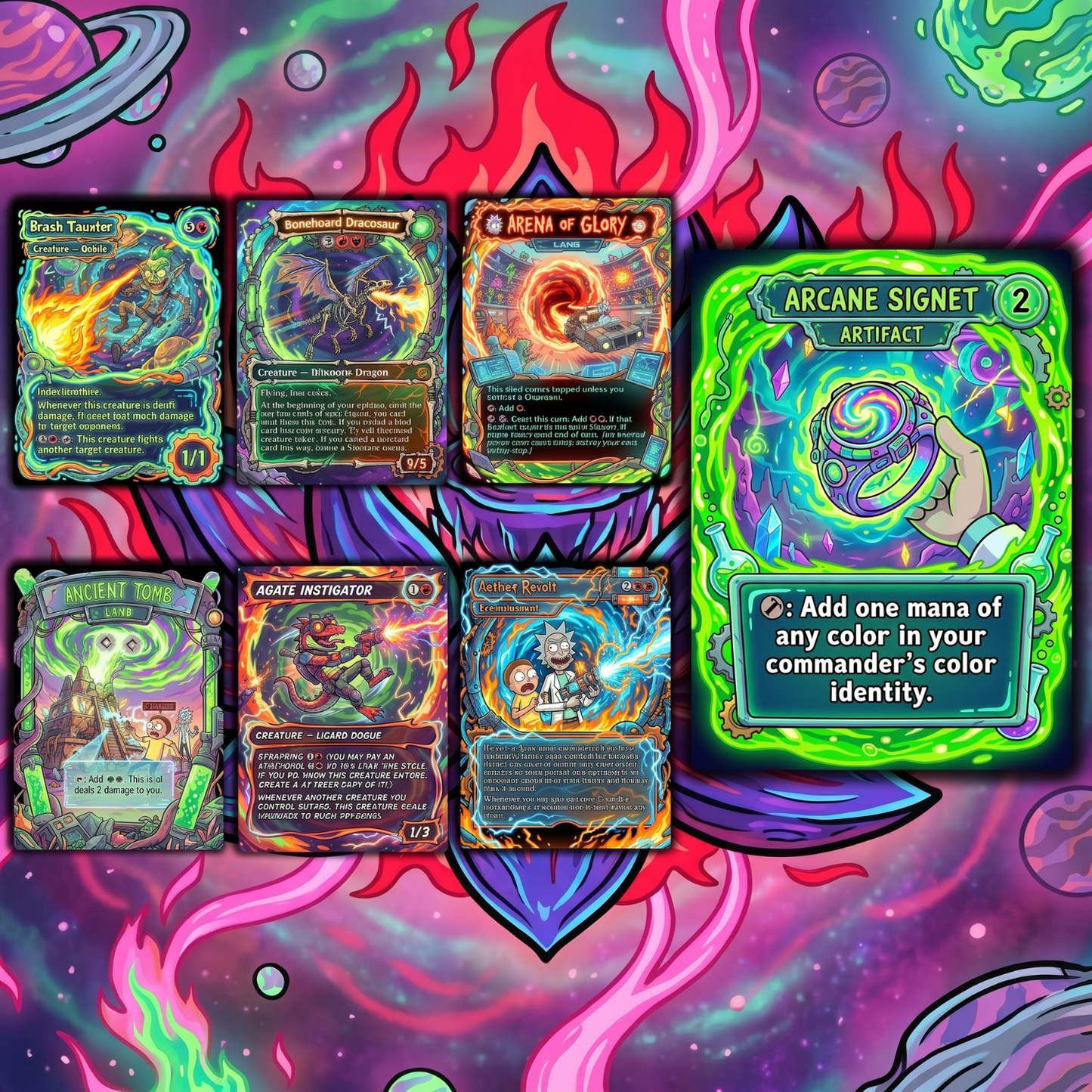 Rick and Morty Theme / Nekusar, the Mindrazer Commander Deck / Premium Paper Proxy Deck / 120 cards + tokens / Wheel Control Theme Bracket 4 EDH Magic Deck