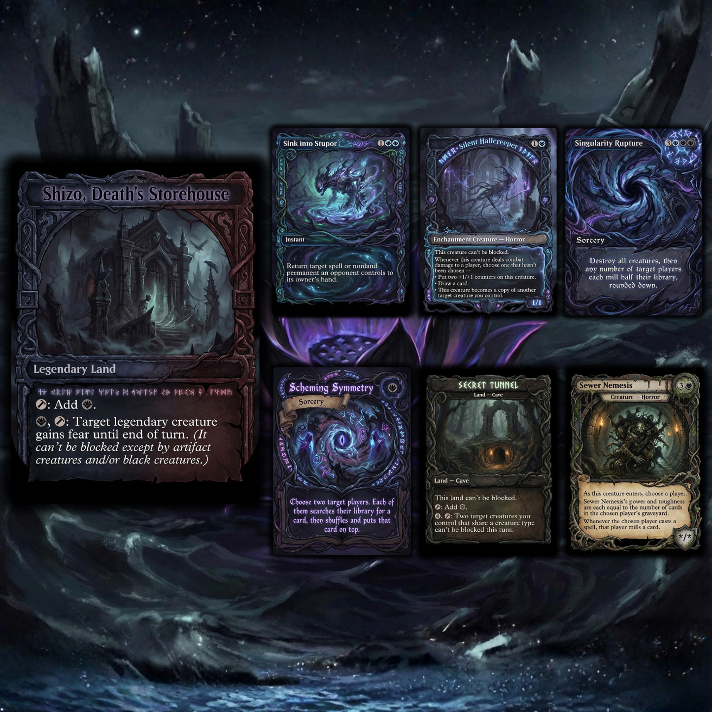 Horror Tribal Theme / Captain N'ghathrod Commander Deck / Premium Paper Proxy Deck / 110 cards + tokens / Horror Mill Theme Bracket 4 EDH Magic Deck