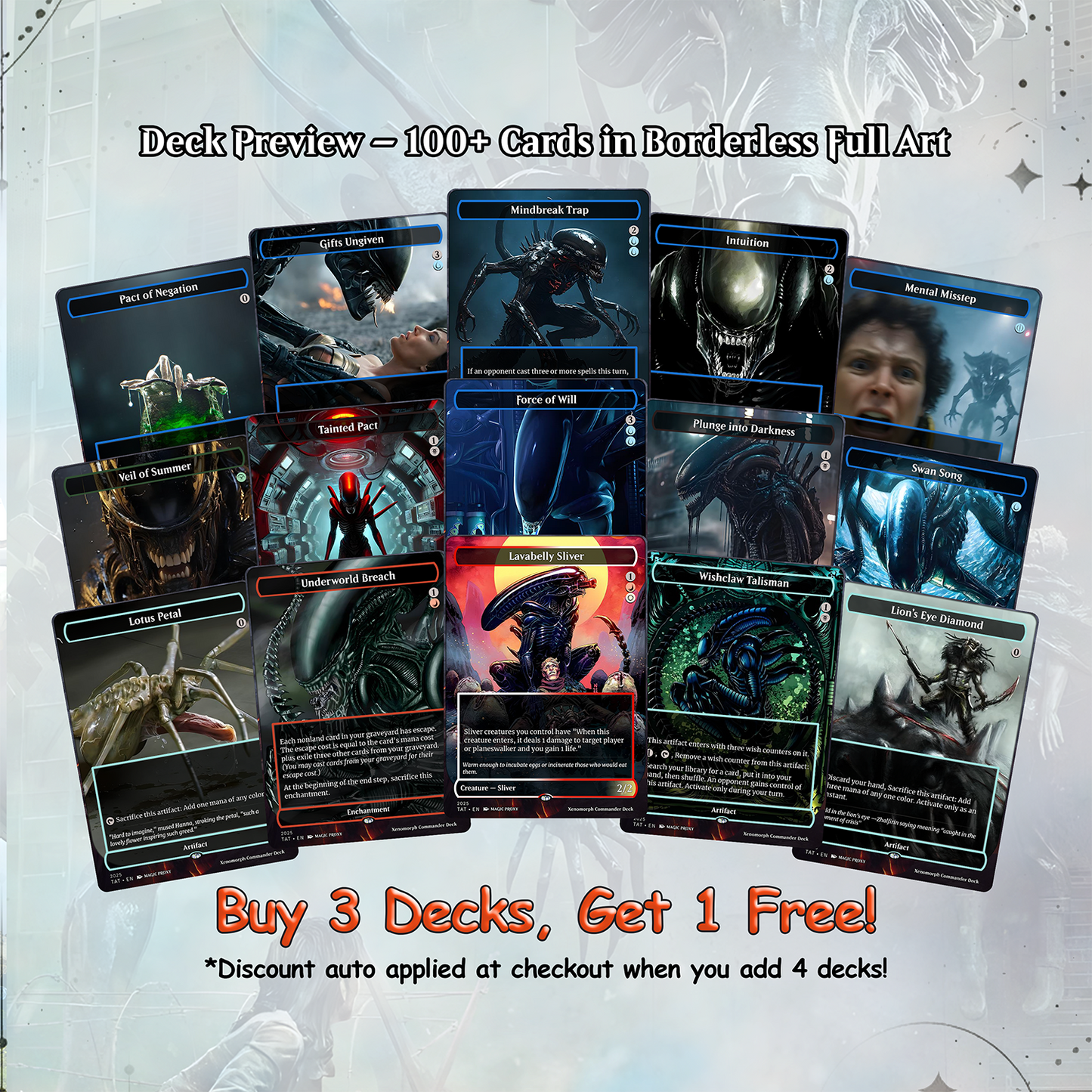 Alien Commander cEDH Deck - Alien Commander Magic Commander - Magic Proxy Deck with 170+ Unique Cards - Custom Cards MTG Proxy for Casual Play
