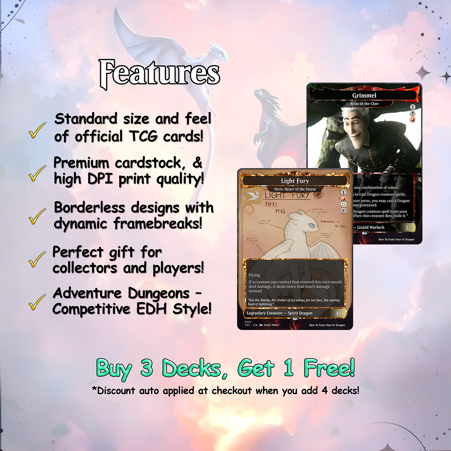 How to Train Your Dragon Commander cEDH Deck - How to Train Your Dragon Commander Magic Commander - Magic Proxy Deck with 150+ Unique Cards - Custom Cards MTG Proxy for Casual Play