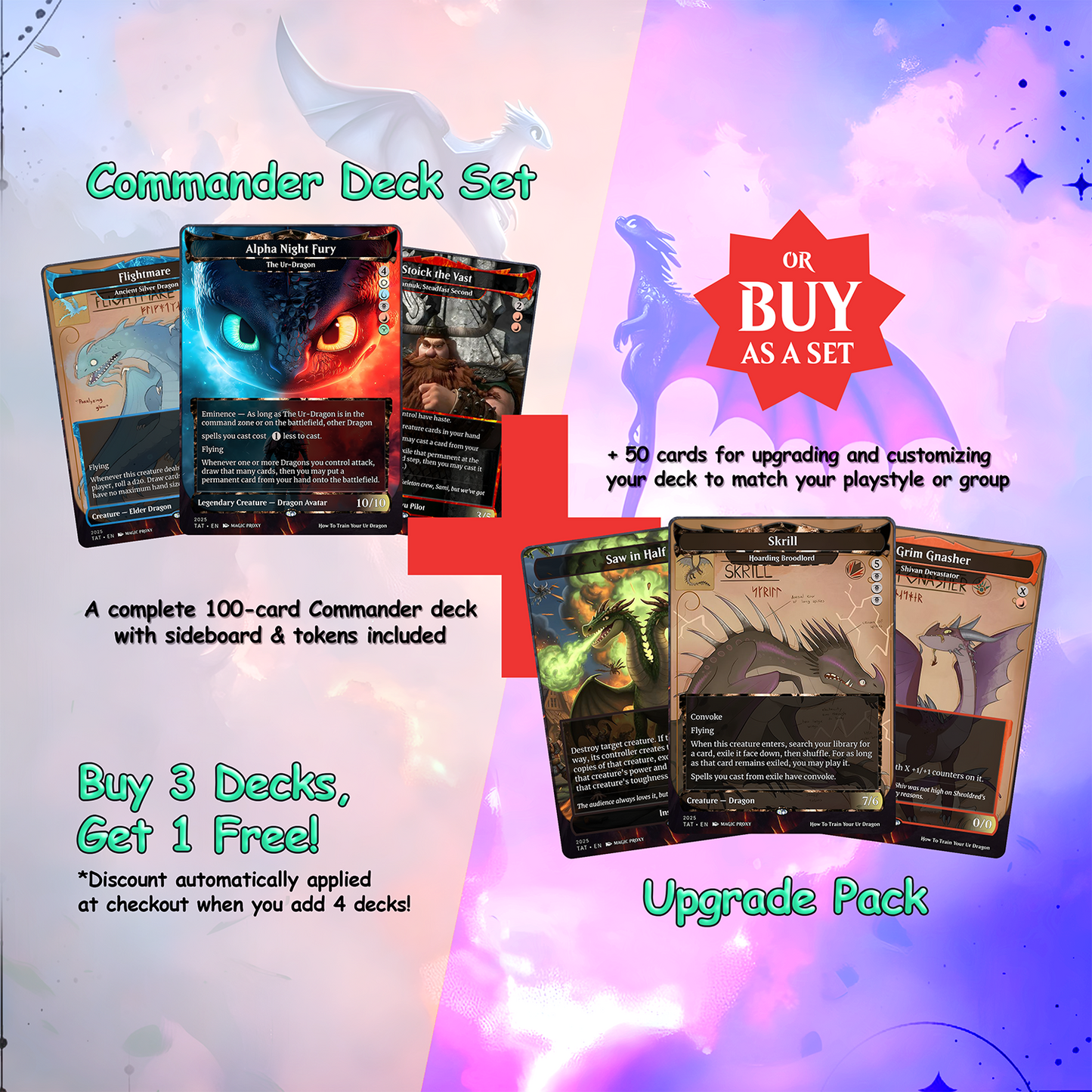 How to Train Your Dragon Commander cEDH Deck - How to Train Your Dragon Commander Magic Commander - Magic Proxy Deck with 150+ Unique Cards - Custom Cards MTG Proxy for Casual Play