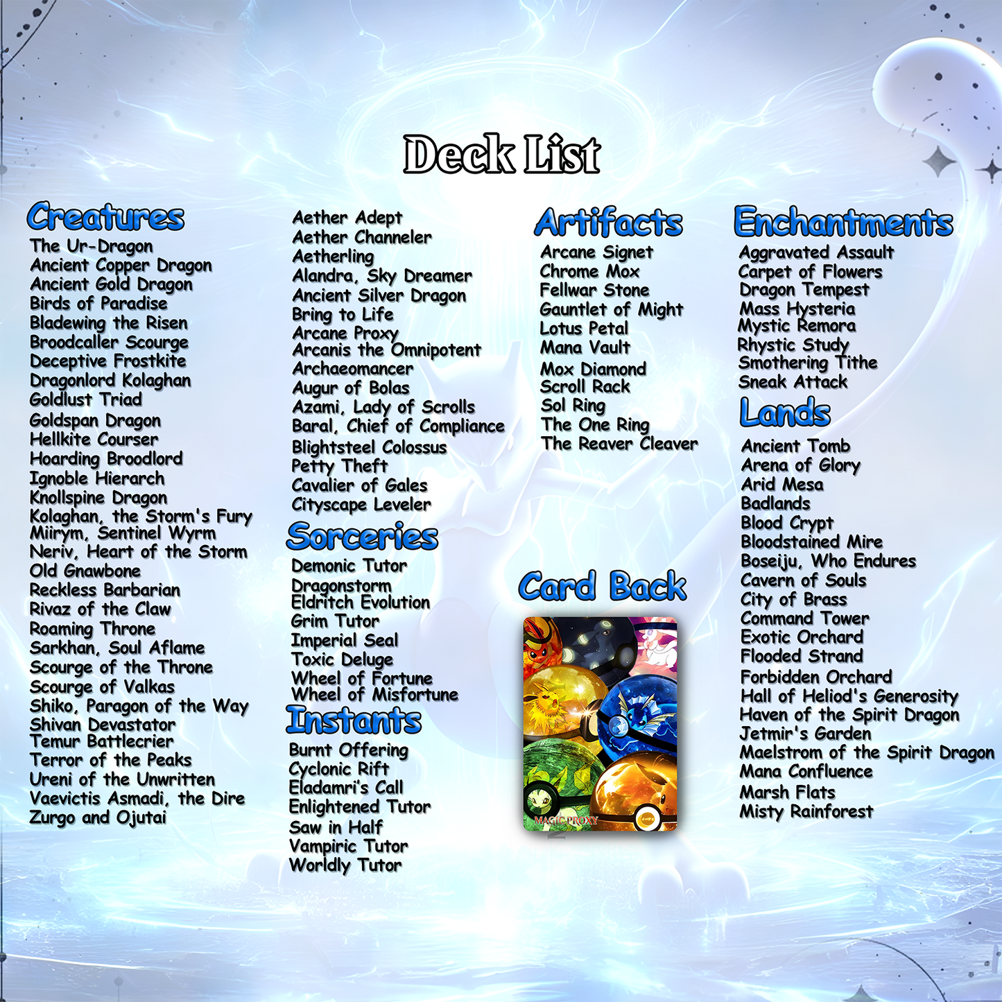 P.o.k.e.m.o.n Commander cEDH Deck - P.o.k.e.m.o.n Commander Magic Commander - Magic Proxy Deck with 160+ Unique Cards - Custom Cards MTG Proxy for Casual Play
