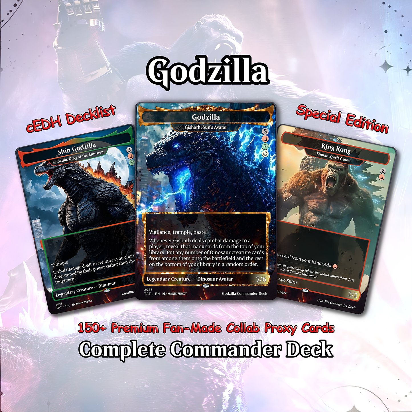 Godzilla Commander cEDH Deck - Godzilla  Commander Magic Commander - Magic Proxy Deck with 170+ Unique Cards - Custom Cards MTG Proxy for Casual Play