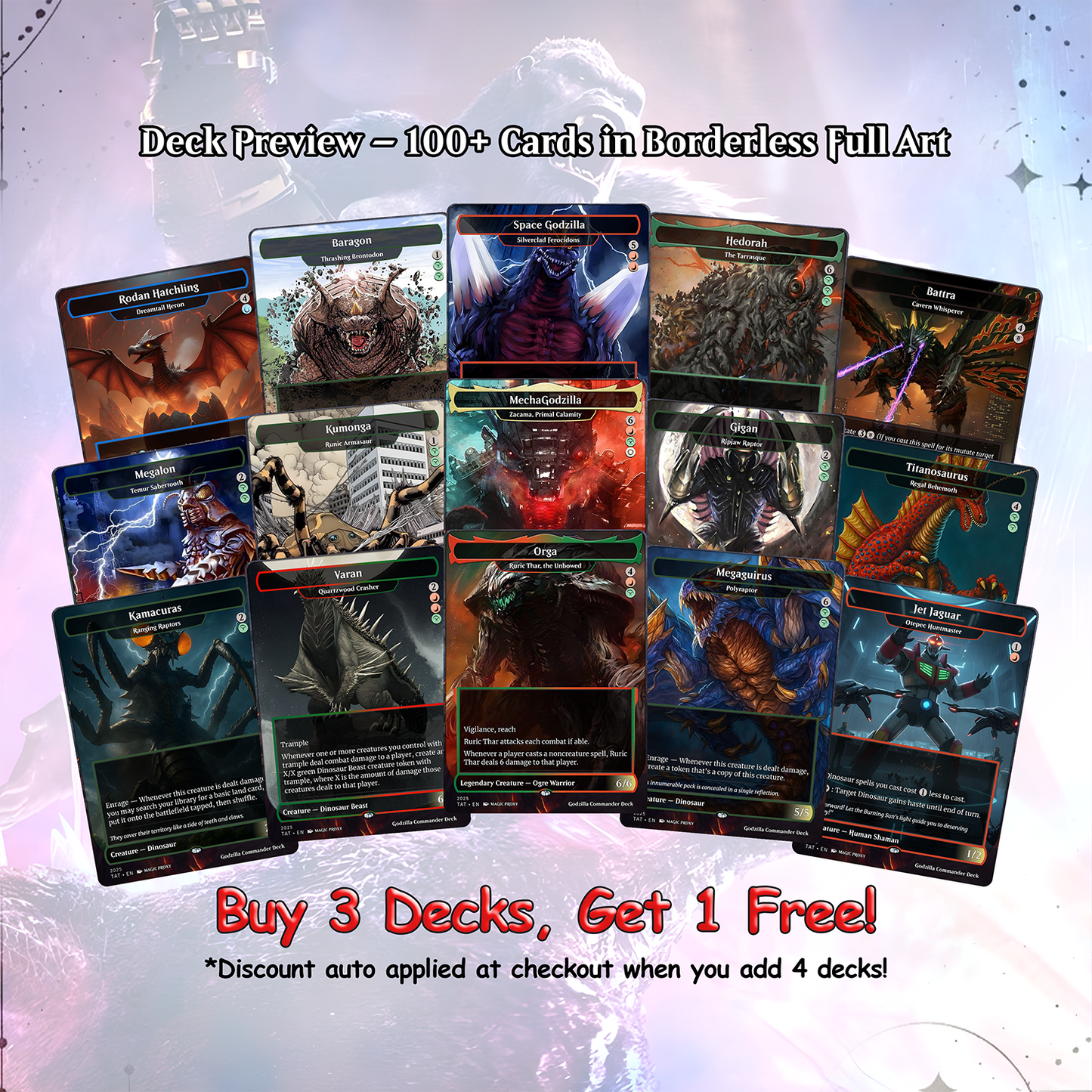 Godzilla Commander cEDH Deck - Godzilla  Commander Magic Commander - Magic Proxy Deck with 170+ Unique Cards - Custom Cards MTG Proxy for Casual Play