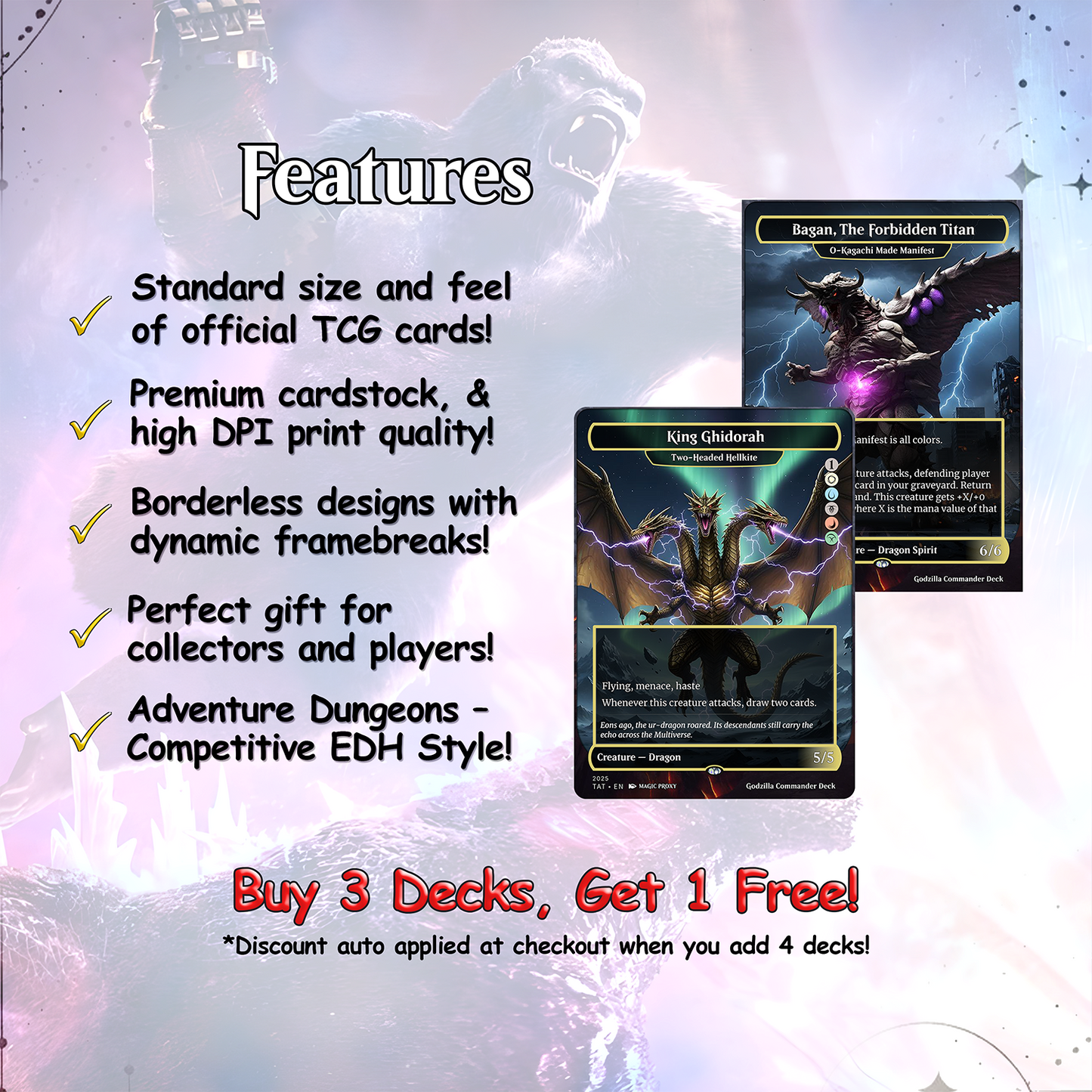 Godzilla Commander cEDH Deck - Godzilla  Commander Magic Commander - Magic Proxy Deck with 170+ Unique Cards - Custom Cards MTG Proxy for Casual Play