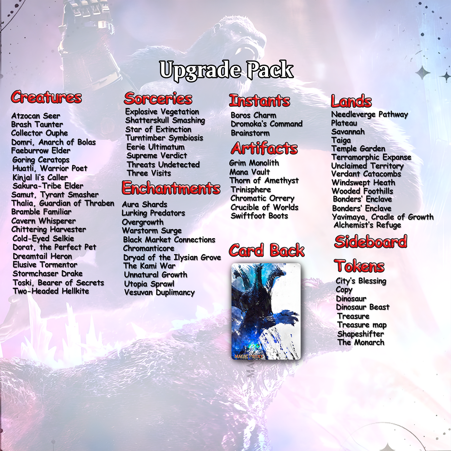 Godzilla Commander cEDH Deck - Godzilla  Commander Magic Commander - Magic Proxy Deck with 170+ Unique Cards - Custom Cards MTG Proxy for Casual Play