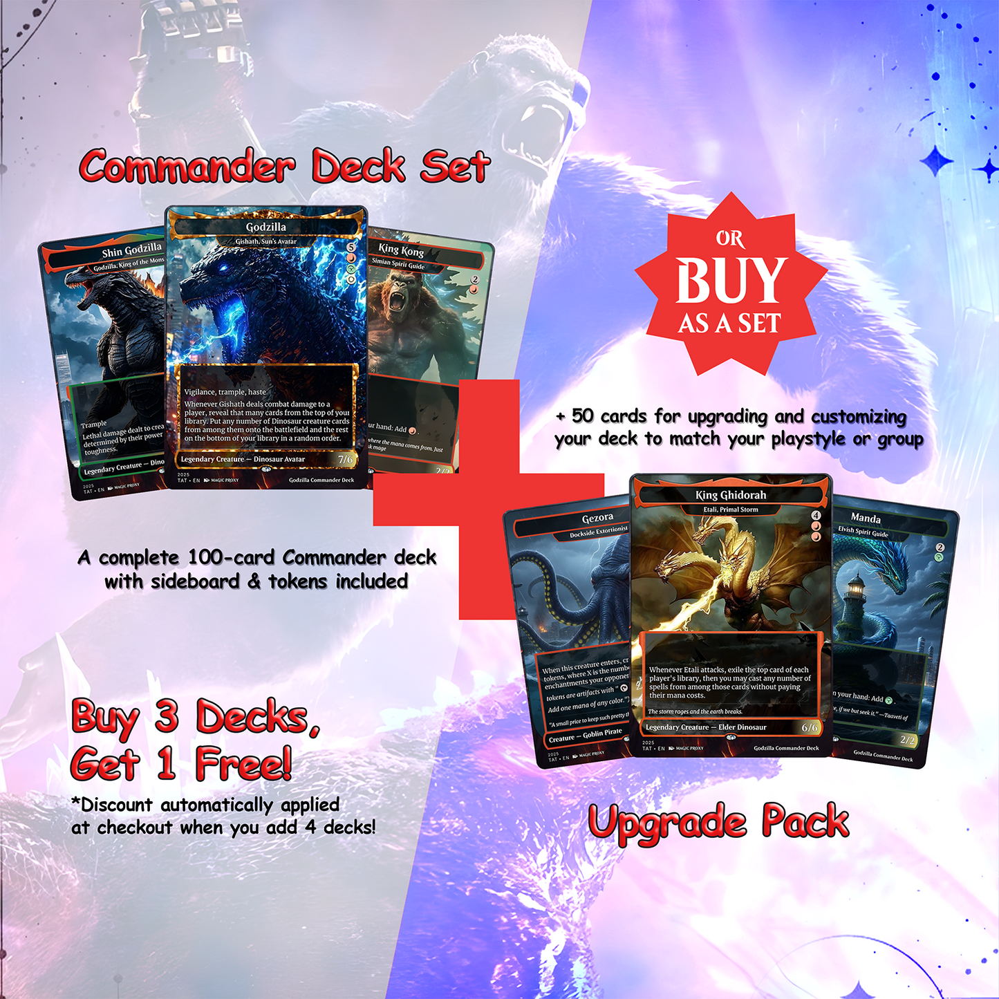 Godzilla Commander cEDH Deck - Godzilla  Commander Magic Commander - Magic Proxy Deck with 170+ Unique Cards - Custom Cards MTG Proxy for Casual Play