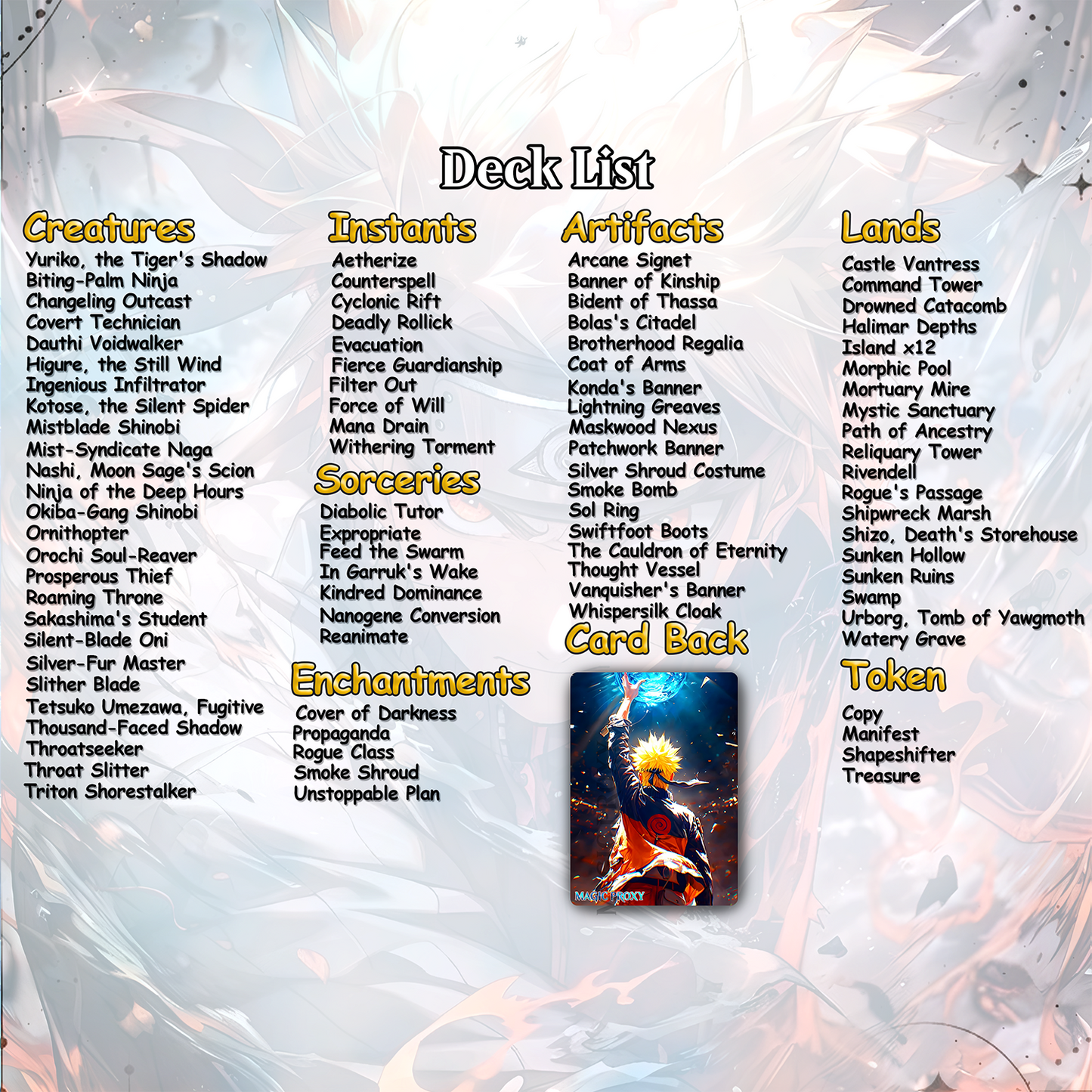 N.a.r.u.t.o N.i.n.j.a Commander Deck – Y.u.r.i.k.o R.e.i.m.a.g.i.n.e.d | F.a.s.t & S.n.e.a.k.y N.i.n.j.u.t.s.u EDH P.r.o.x.y