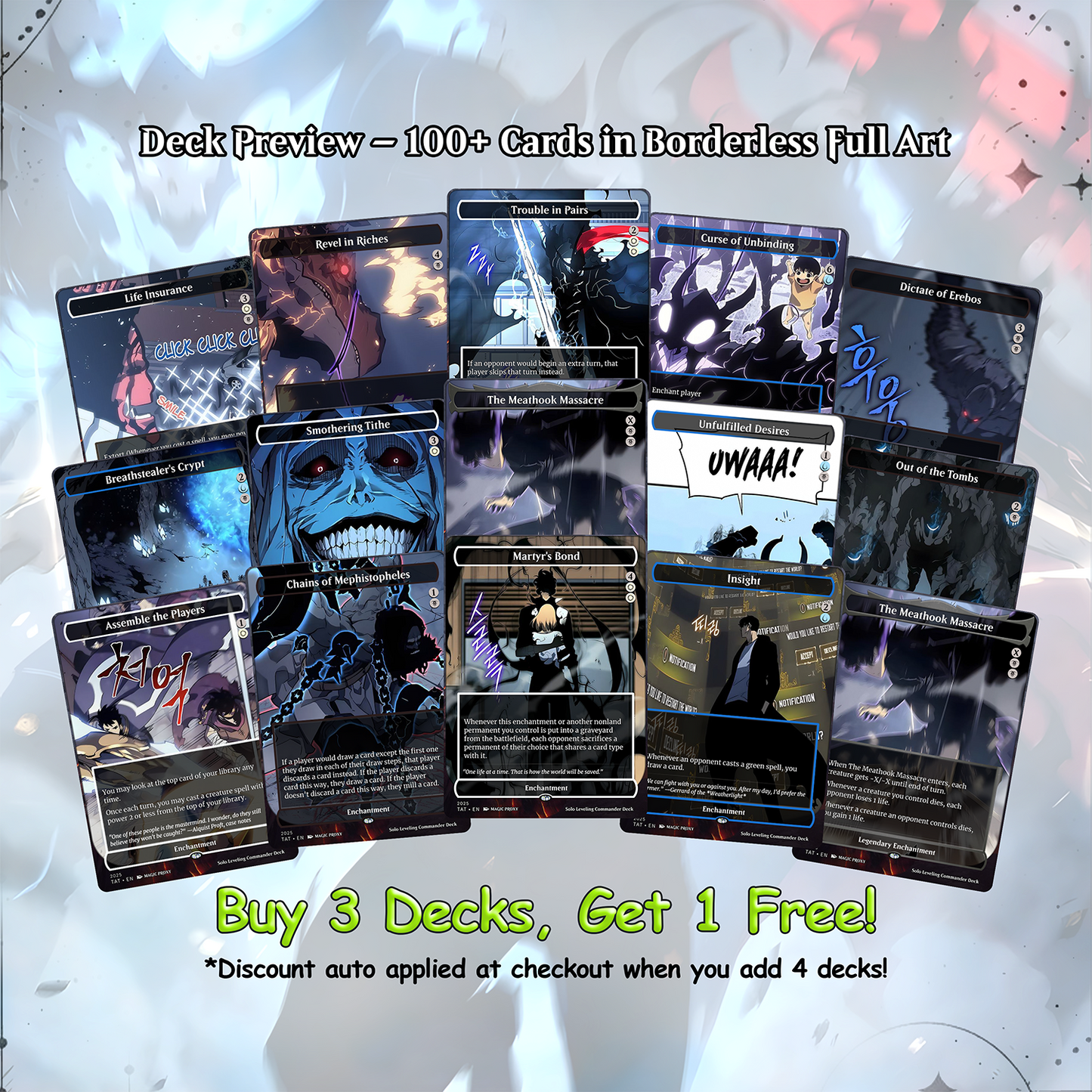 Solo Leveling cEDH Deck - Solo Leveling Magic Commander - Magic Proxy Deck with 170+ Unique Cards - Custom Cards MTG Proxy for Casual Play