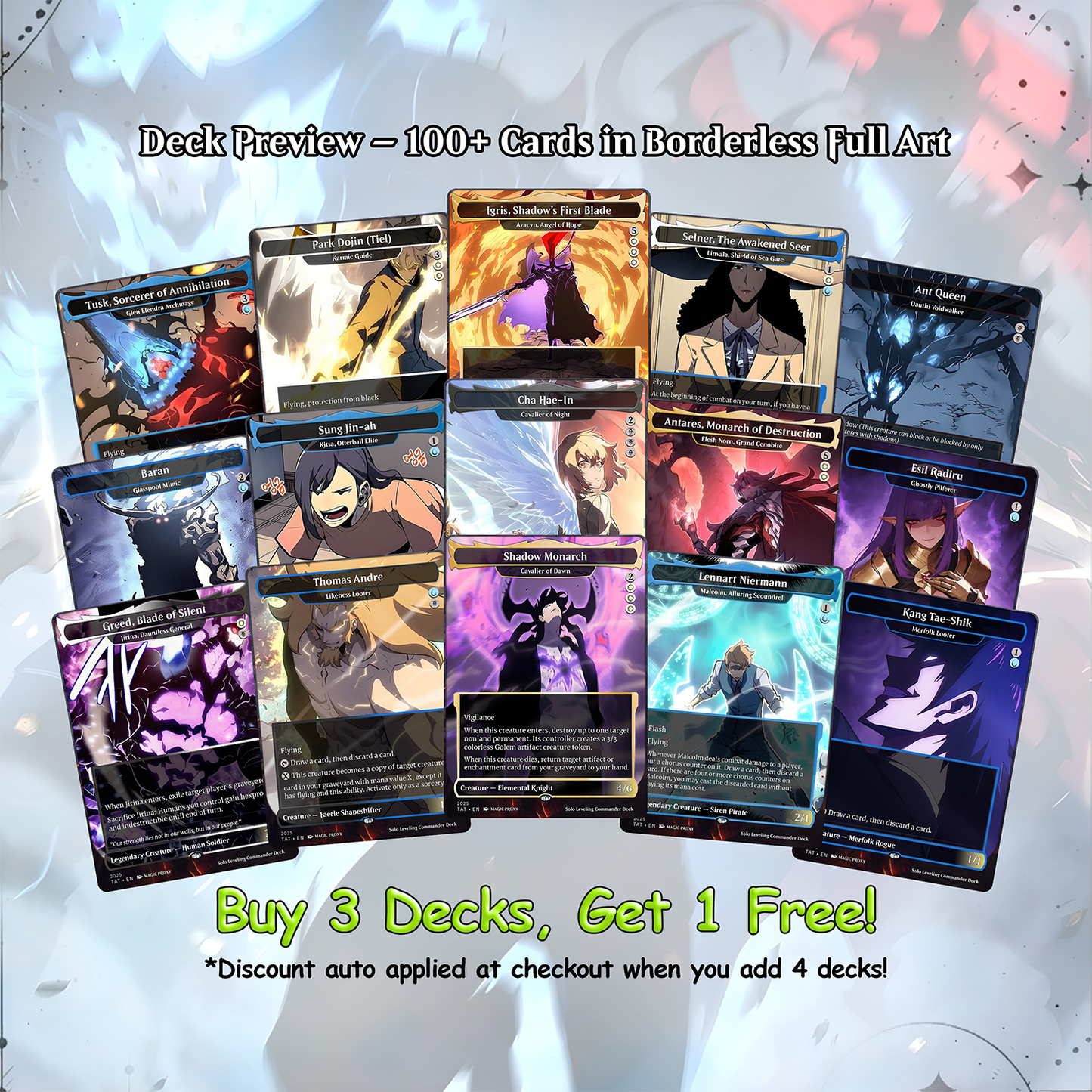 Solo Leveling cEDH Deck - Solo Leveling Magic Commander - Magic Proxy Deck with 170+ Unique Cards - Custom Cards MTG Proxy for Casual Play