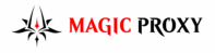 Horizontal logo for Magic Proxy in black and red text